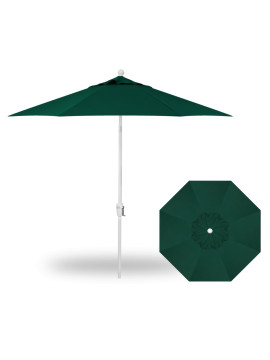 9' Push Button Tilt Umbrella -  White / Forest Green